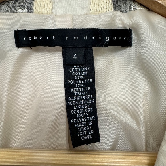 Robert Rodriguez Slate Gray/Cream Lace Brocade Crop Ruffle Jacket Blazer Size 4 - Picture 8 of 10